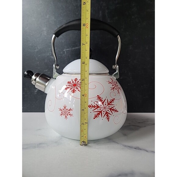 Red Snowflake White Tea Kettle - Picture 6 of 10